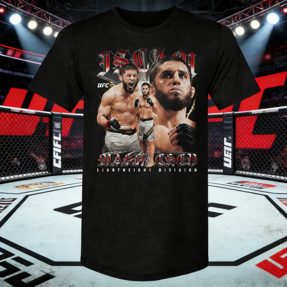 2026 Лето UFC Ислам Махачев Боевая Графическая Футболка Женская Спортивная Хлопковая Короткий Рукав Свободная Повседневная Рубашка для Фитнеса Унисекс