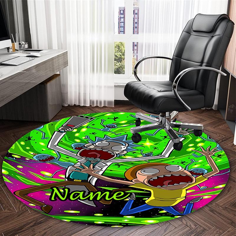 Customizable R-Rick and Morty Round Non-Slip Carpet - Ideal for Garden, Picnic, Office, Perfect for Decoration, Suitable For All Seasons