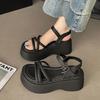 Internet Celebrities with Sandals Women Wear 2025 Summer New French Open-toe Thick-soled Heightening Beach Roman Shoes