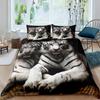 Роскошный Новый 3D Принт Белый Тигр Красная Роза Король Королева Пододеяльник Африка Большая Кошка Цветок Постельное Белье Подросток Взрослый Животное Покрывало