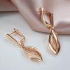 Gold Color Long Leaf Drop Earrings for Women for Women Geometric Zircon Earrings Vintage Bridal Wedding Fine Jewelry