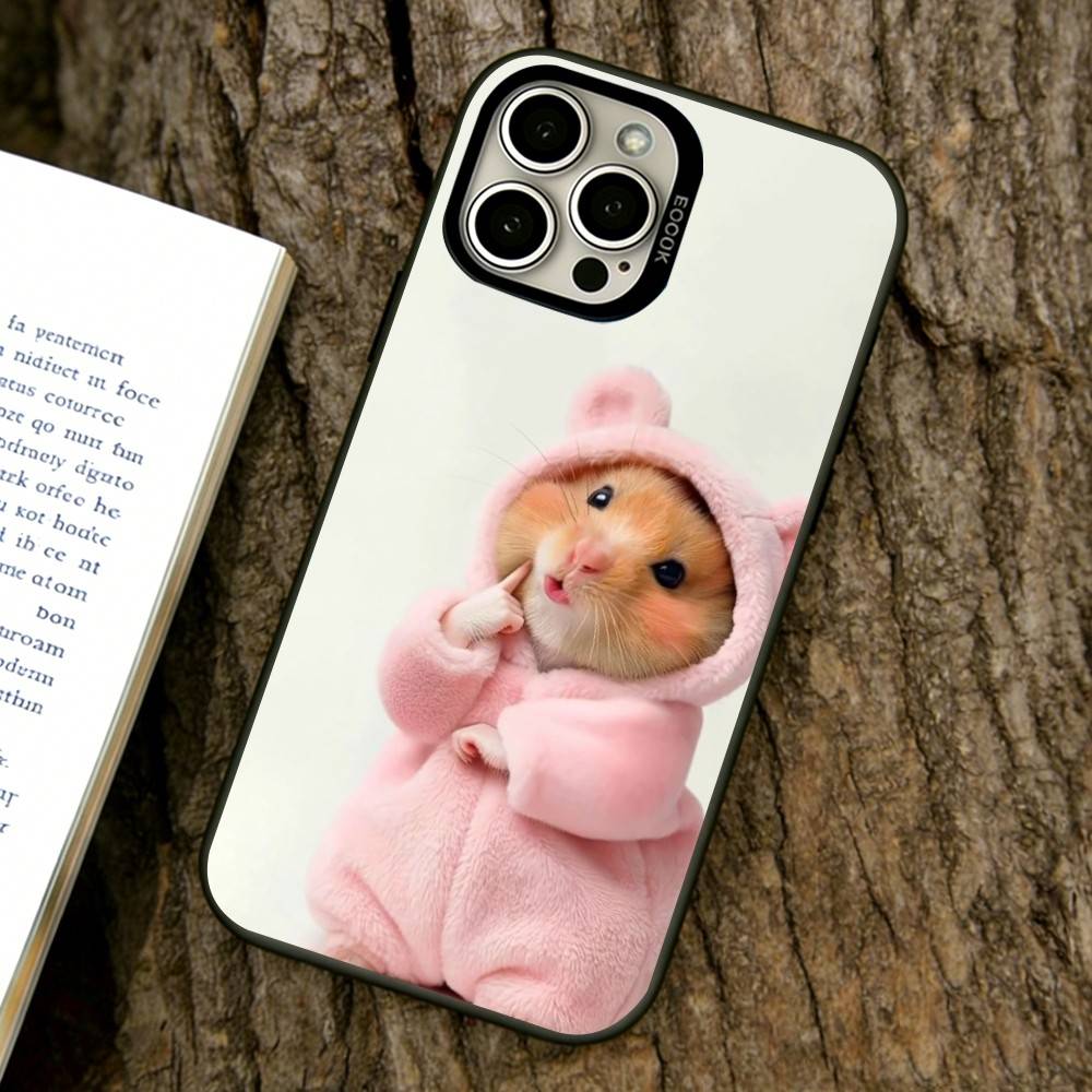 Cute Hamster Phone Case For iPhone 17,16,15,14,13,12,11 Plus,Pro Max,XS,Colorful Silver Phone case Funda Cover