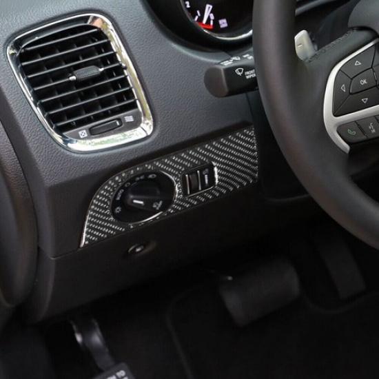 Carbon Fiber Interior Headlight Control Cover Trim For Dodge Durango 2014-