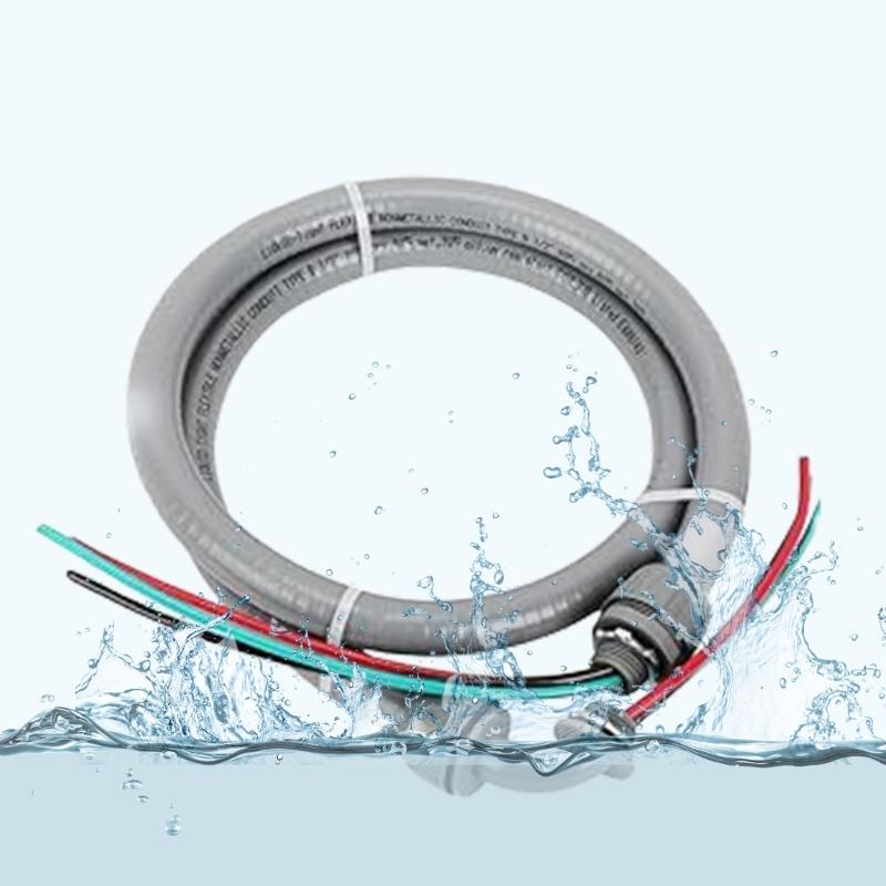 4FT Flexible Electrical Conduit 10 Gauge Wire with Ground Nonmetallic Liquid Tight Whip Assembly Easy To Install