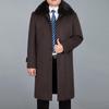 Men Wool Long Coat Winter Cashmere Overcoat Real Rabbit Fur Thick Warm Winter Mens Pea Coat Fur Liner