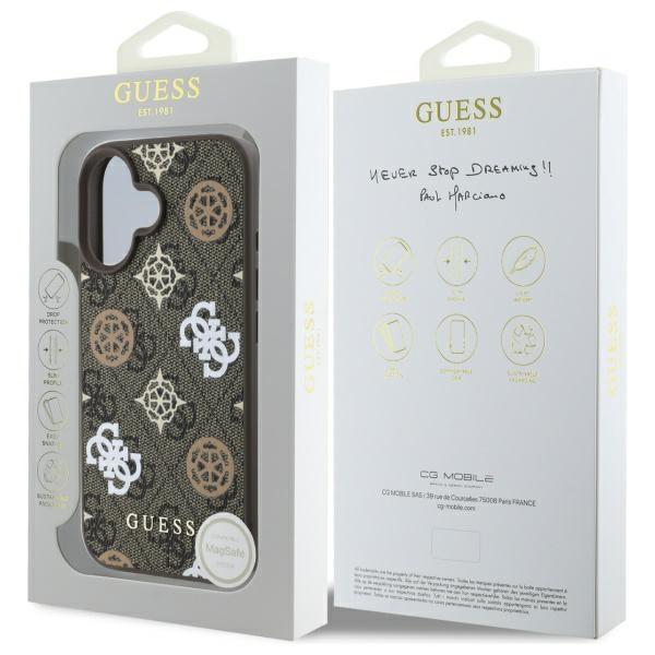 Etui do iPhone 16 Guess Hardcase Peony MagSafe Brązowy