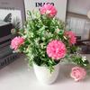 Fake Simulated Hydrangeamacrophyllas Flowers Potted Plants Desktop Decor