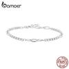 BAMOER браслет из стерлингового серебра 925 пробы с квадратным цирконом, браслет с круглым звеном для женщин, подарок на день рождения, ювелирные изделия