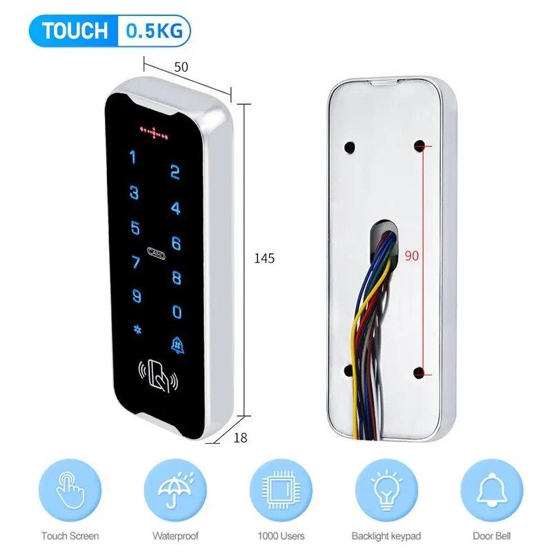 IP68 полностью водонепроницаемая RFID-клавиатура контроля доступа, металлический корпус, 125 кГц, кард-ридер, металлический сенсорный контроллер, дверной звонок Wiegand26/34