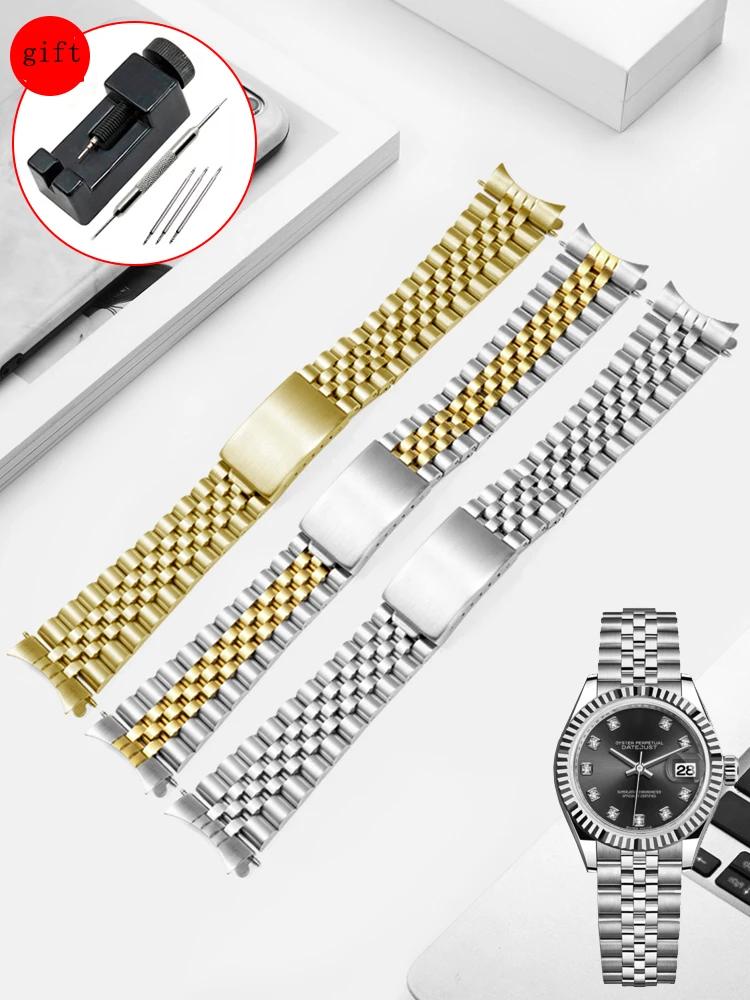 Fine Steel Watch Strap For Rolex Log Oyster Steel Belt 13mm 17mm 20mm Male And Female Folding Buckle Stainless Steel Watch Band