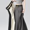 Женская юбка-трапеция с высокой талией и складками с поясом Весна 2026 - Свободно ниспадающая и стройнящая