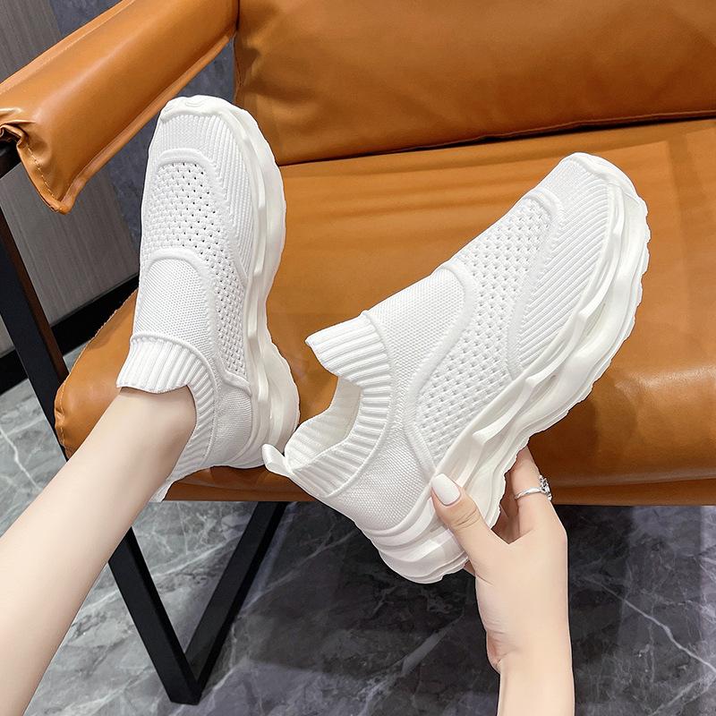 Lazy Socks Shoes Women's 2024 Summer New Thick-soled Versatile Casual One-pedal Hollow Breathable Non-slip Sneakers