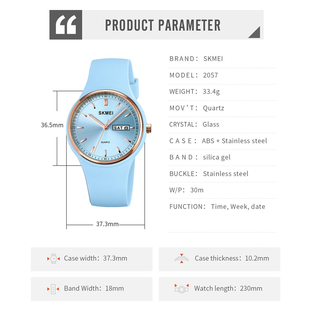 Silicone Waterproof Day of the Light Perfect Gift for High School Students Women's Wristwatch, Sporty, Cute, Simple, Casual, Date, Week, Blue,