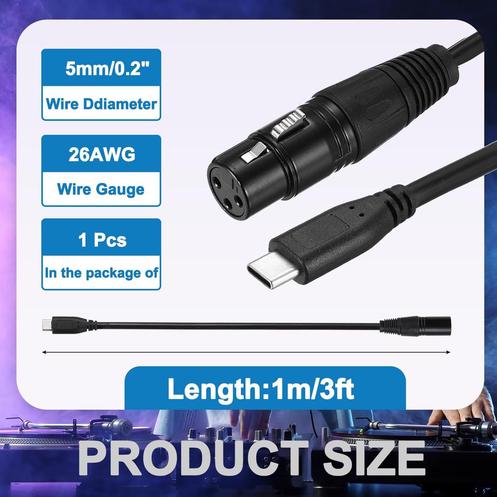 Uxcell DMX512 XLR Female на C Male Адаптерный кабель 3 фута Удлинительный кабель для микрофона Сценический студийный контроллер освещения Световая трубка Палочка