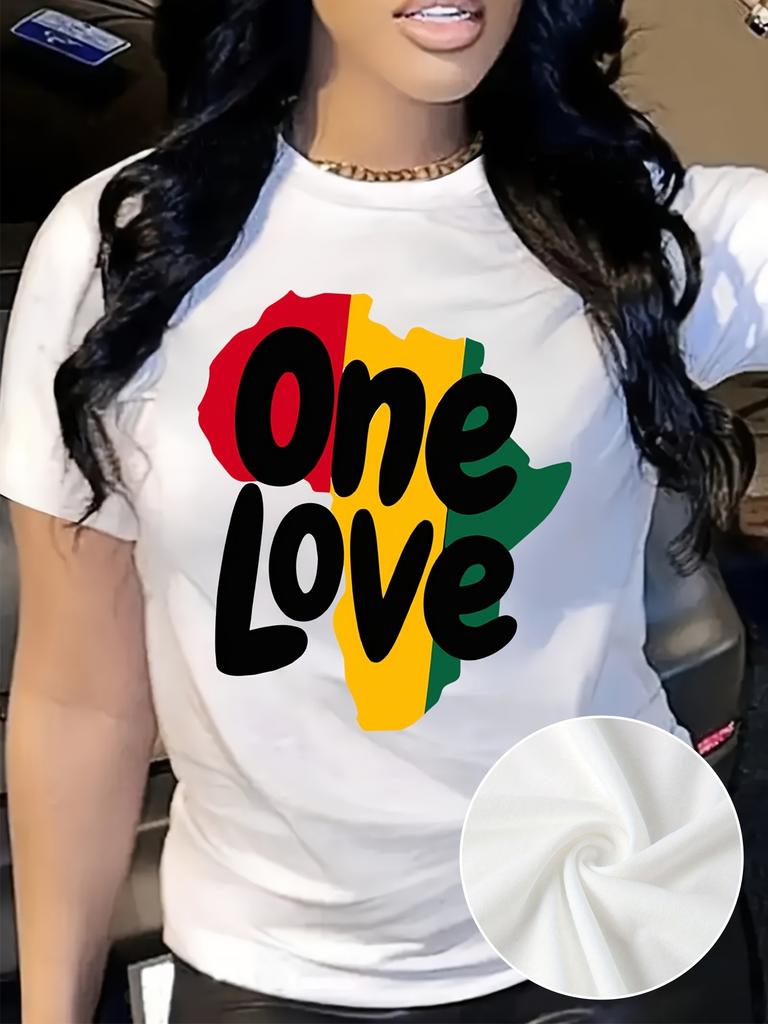 Africa Map One Love Print T-shirt