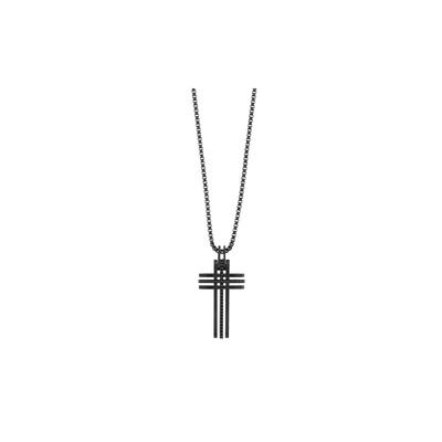 Мужской металлический PVD-ожерелье Bengal Cross Cross Черный 5070473
