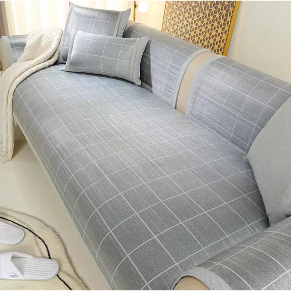 Houndstooth Sofa Cushion Summer Summer Summer Summer Mat Ice Silk Non-Slip Non-Stick Wool Nordic Simple Living Room Cover Cover Cloth