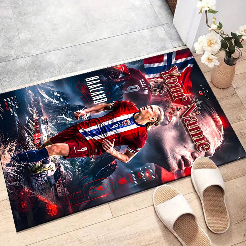 Haaland Design Area Rug Personalized Name- Non-Slip, Soft & Cozy Floor Mat for Living Room, Office - Indoor/Outdoor Carpet