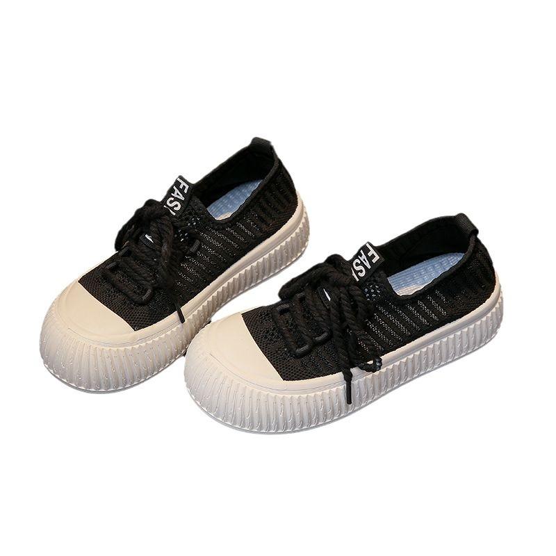 Women's Thick-Soled Mesh Shoes Summer New Slip-on Loafers Breathable Hollow-out Canvas Shoes Versatile Student Shoes