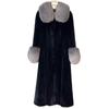 Women's New Fox Fur Collar Long Velvet Mink Coat Women's Whole Mink Fur Coat Casual and Warm
