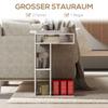Side Table, C-shaped Serving Trolley, 4 Casters, 3 Compartments, 40 x 30 x 69 cm, White