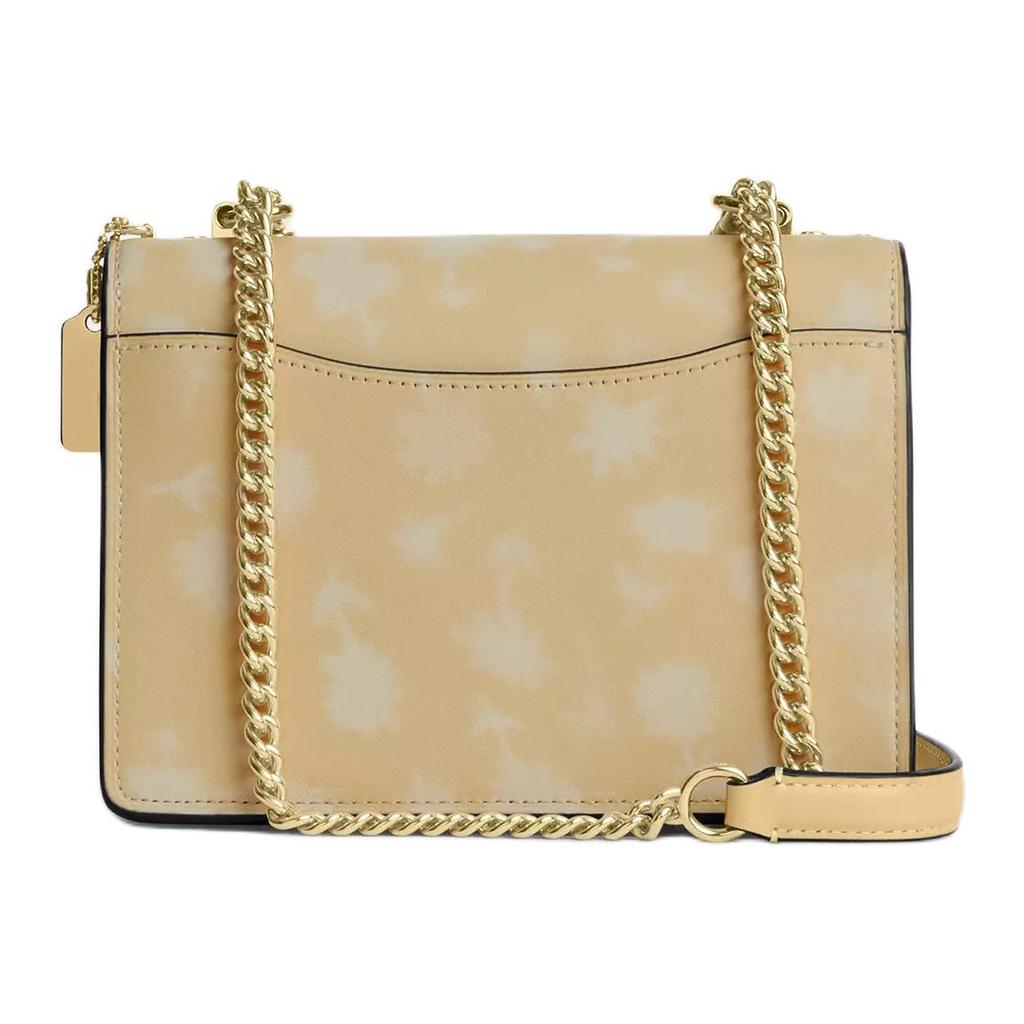 Coach Klare 18 Floral Print Leather And Metallic Chain Shoulder Bag Small Women shoulder bag Gold Yellow CDW81-IMYUC