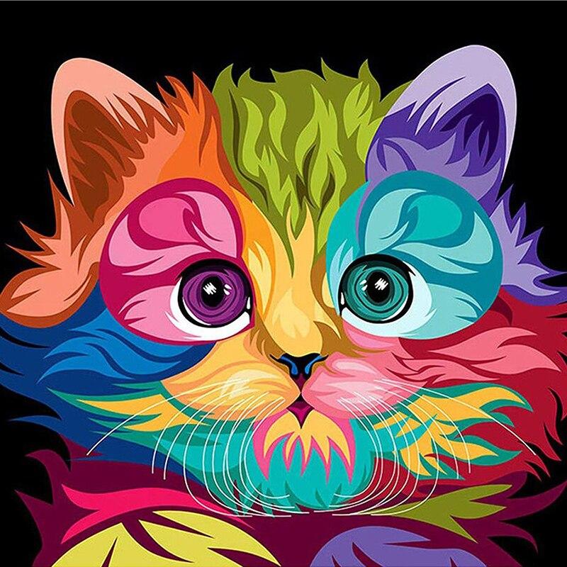 Новый 5D DIY алмазная живопись животные стразы вышивка кошка вышивка крестом полная круглая дрель ручной работы искусство домашний декор подарок