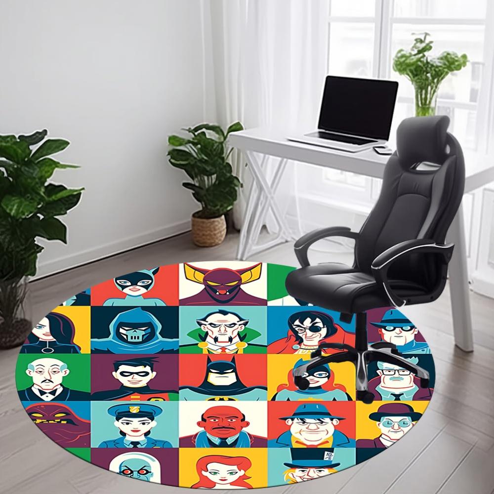 1pc Superheroes Villains Office Round Area Rug, Under Office Chairs Bedroom Living Room Home Decor, Room Deco, Available in Various Sizes