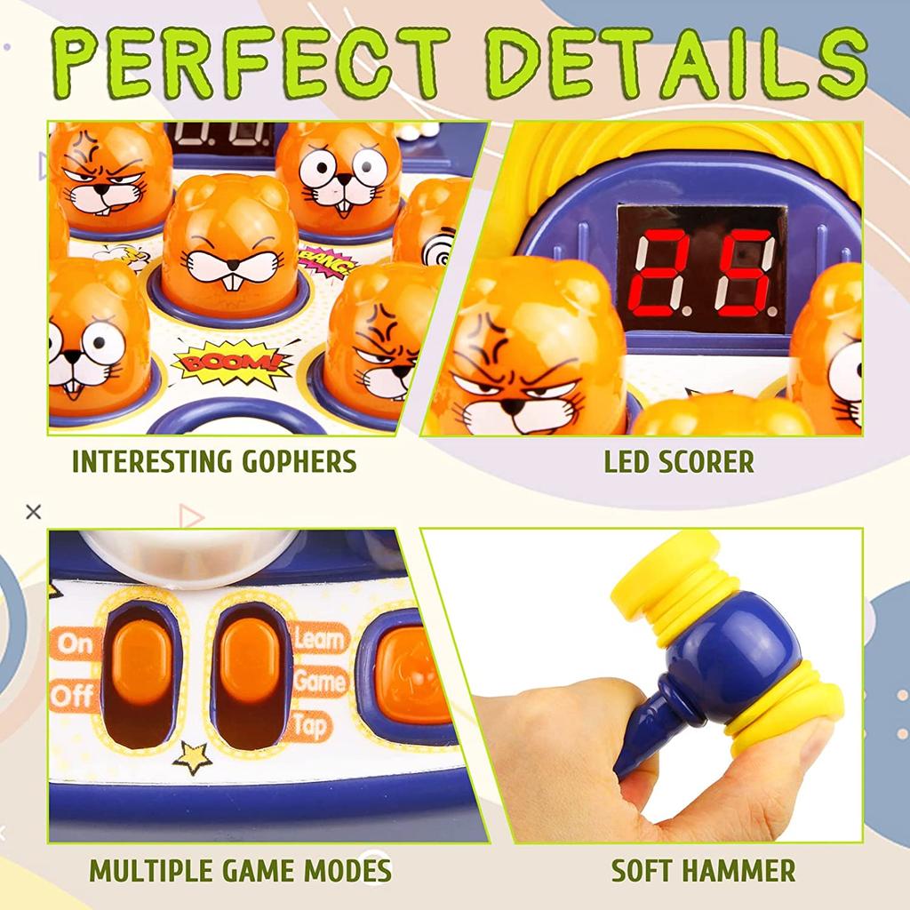 Мини-аркадная игра, ударная игрушка, удар по кротам тигра, интерактивная игрушка, развивающее образование, идея подарка на Новый год на день рождения для детей 3, 4, 5, 6, 7, 8 лет