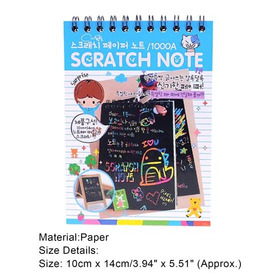 Kids Rainbow Colorful Scratch Art Kit Drawing Painting Paper Notebook with Drawing Stick Gift