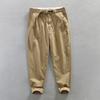 Spring and Autumn Men's Pants Japanese Style Cargo Pants Causal Cotton Soft and Comfortable Baggy Khaki Pant with Belt