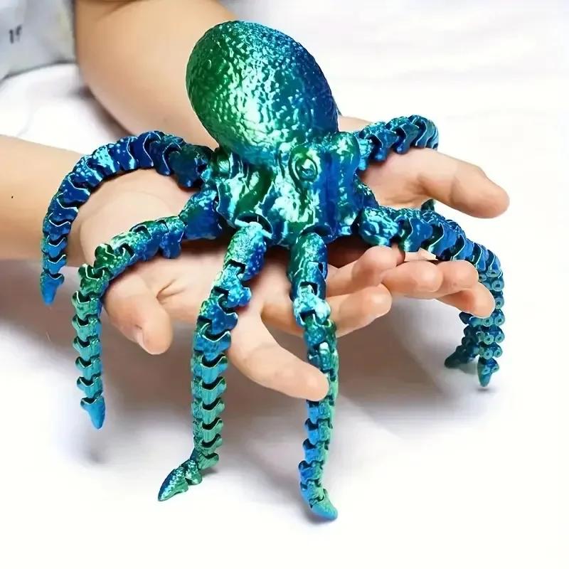 3D Printed Octopus Movable Flexible Joints Fidget Toy Home Office Desktop Ornament Ocean Animal Decor New Year Gifts Kid Toy