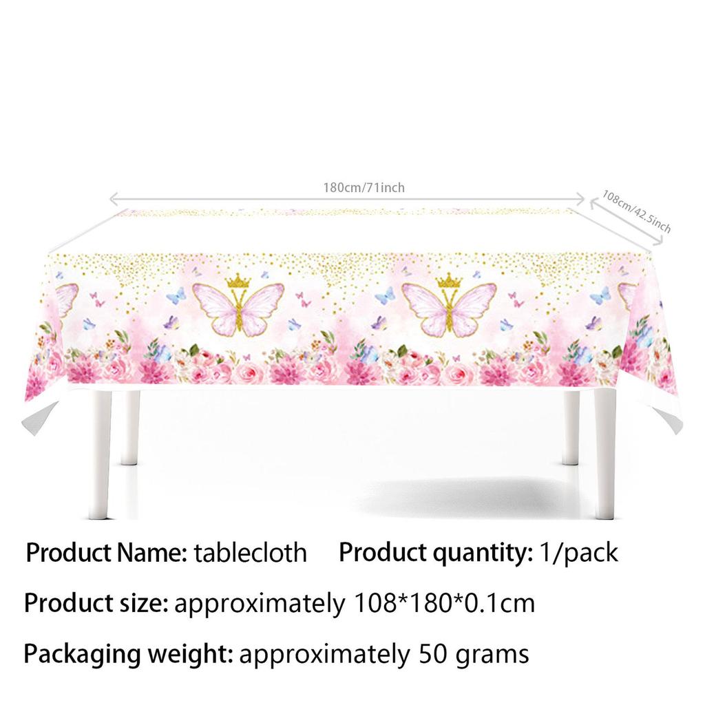 Pink Butterfly Birthday Party Tableware Set – Plates, Napkins, Tablecloth & Decorations