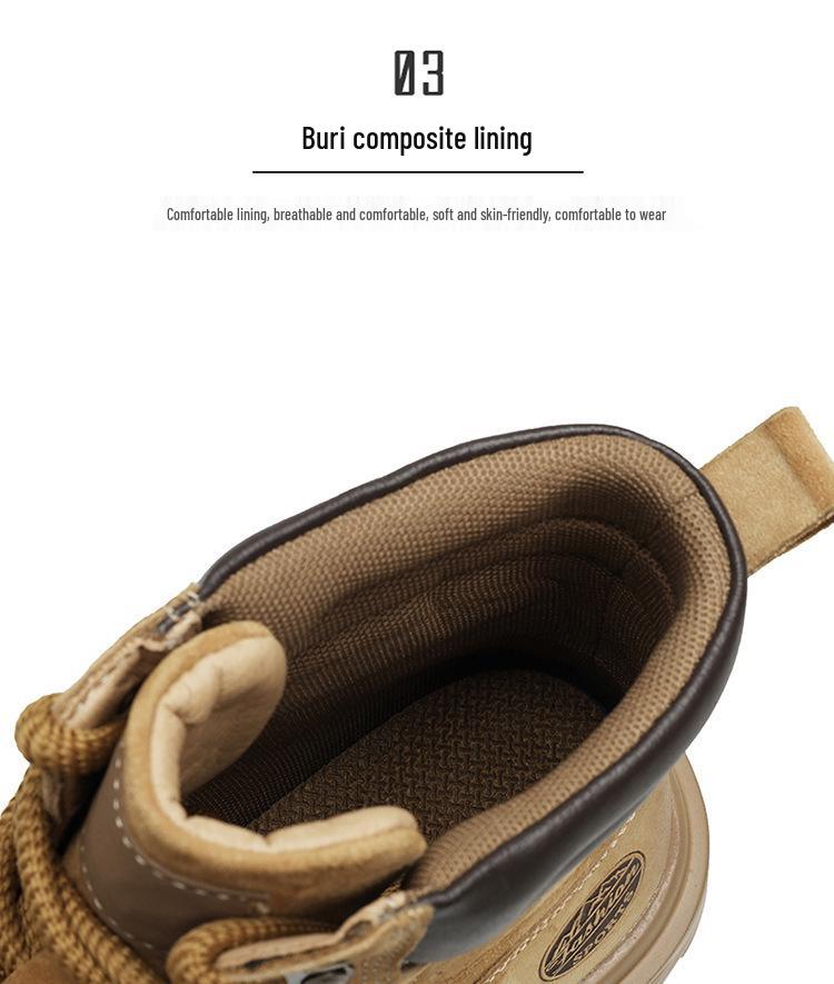 Мужские осенне-зимние ботинки хай-топ из натуральной кожи, плюшевые уличные рабочие ботинки желтого цвета в британском стиле