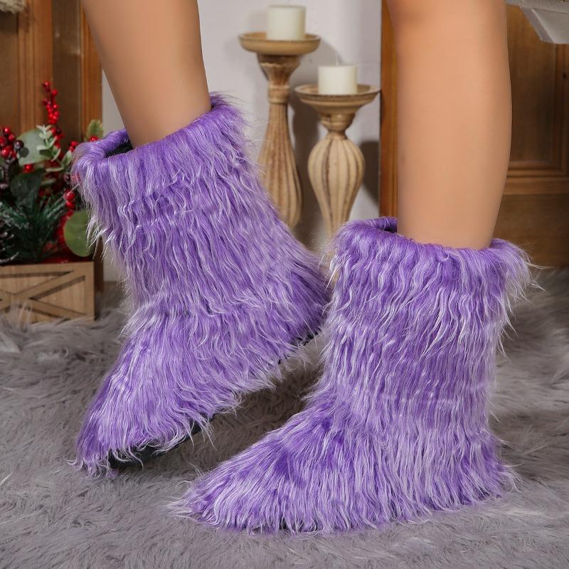 Мода 2024 года, новые зимние сапоги из искусственного меха, женские теплые пушистые зимние сапоги, роскошная обувь, женские меховые сапоги из лисьего меха, модная зимняя обувь