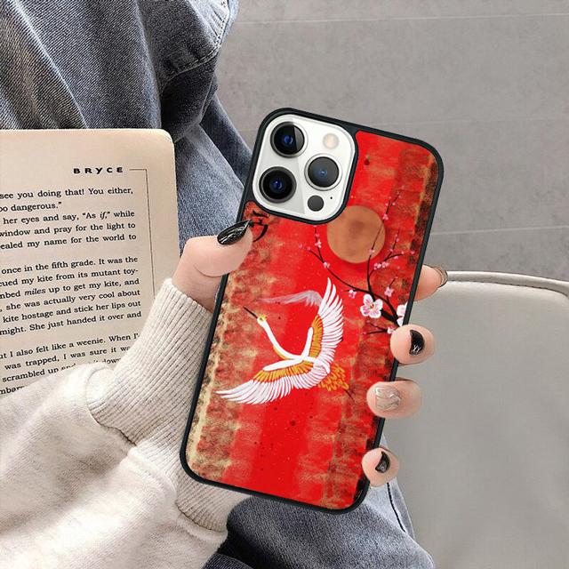 Японские журавли Арт Чехол для телефона для Apple 13 14 11 12 Pro Max Plus coque fundas Оболочка