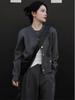 High-Quality Gray Pure Wool Women's Short Loose Knit Baseball Jacket Sweater for Autumn/Winter
