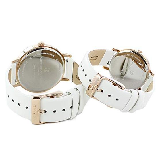 Christian Paul парный футляр для хранения часов унисекс набор из 2 наручных часов из белой кожи с мраморным узором [Christian Paul] мужские женские MR-03MWR3503