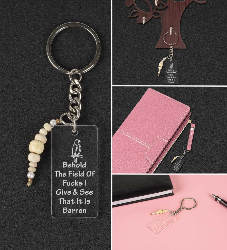 Inkdotpot Забавный брелок для ключей «Вот поле траха, которое я даю, и вижу, что оно бесплодно» Акриловый гравированный брелок для ключей «Забавный взрослый саркастический новинка»