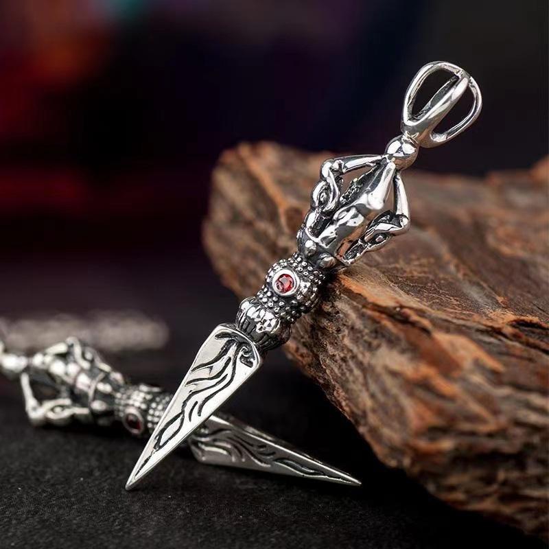 Retro King Kong Pestle Pendant Men's Jewelry Personality Hip-Hop Neck Accessories 925 Silver Chain Necklace Amulet Male Gift