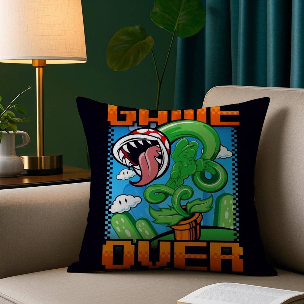 Мультяшная наволочка для подушки с игрой M-MarioS, плюшевая ткань, мягкая наволочка, двусторонняя печать, чехол для диванной подушки, накидка