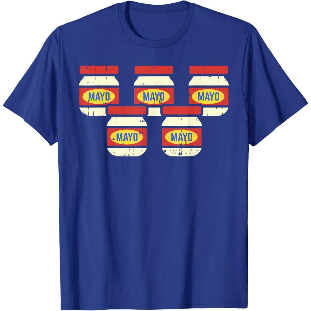 Funny Mayo Jar Five Pack Distressed Graphic Tee Retro Foodie T-Shirt Casual Cotton