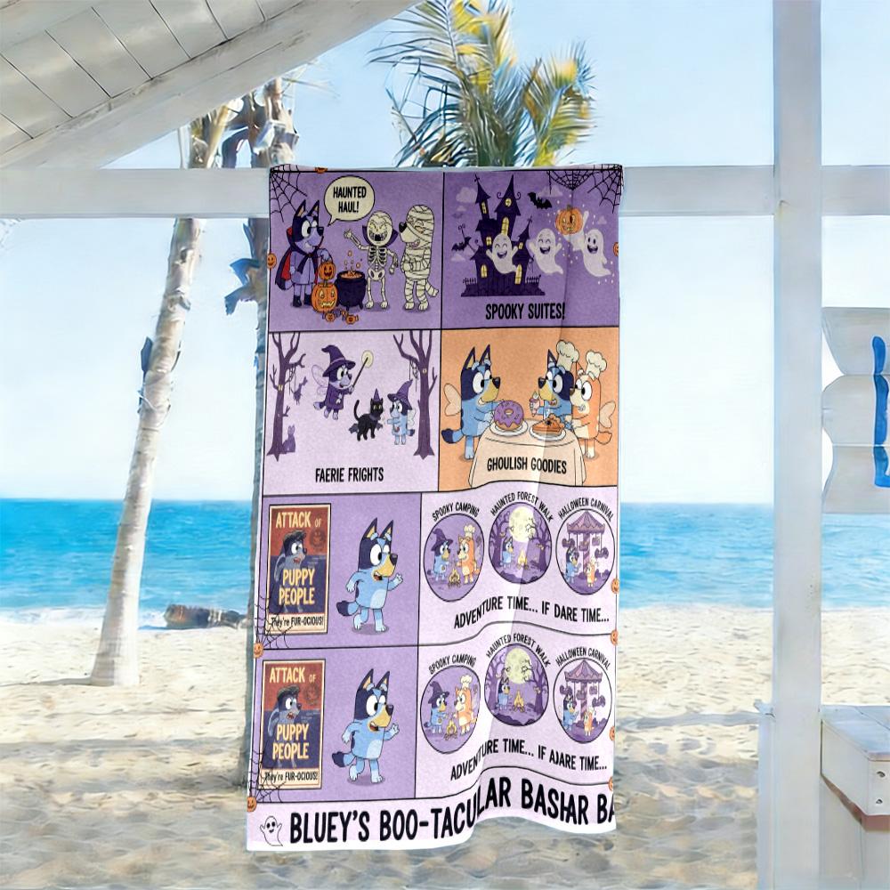Bluey Family Adventure Beach Towel Soft Durable Quick-Dry Comfortable Lightweight