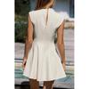 Summer Women's A- Line Hem Sleeveless Crepe V Neck Simple Graceful Mini Dress 2242620