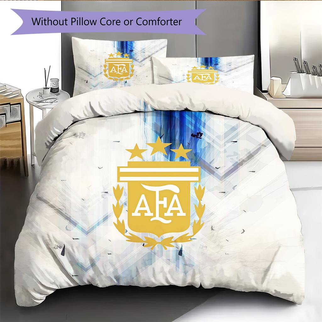 Argentina National Football Team Pattern Bedding Quilt Set Home Decoration Gift (1 * duvet cover + 2 * pillowcase without core).xwn