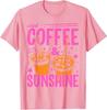 Retro Iced Coffee Sunshine Funny Summer Vibes Vacation Tshirt Y2k I Love Summer Fashion Short Sleeve Saying Tee Novelty Gift