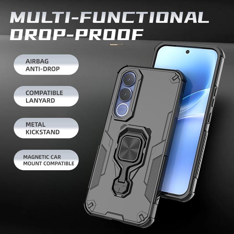 Чехол для телефона с защитой объектива и подставкой-кольцом для Vivo V70 FE, Магнитный держатель, Защитная накладка