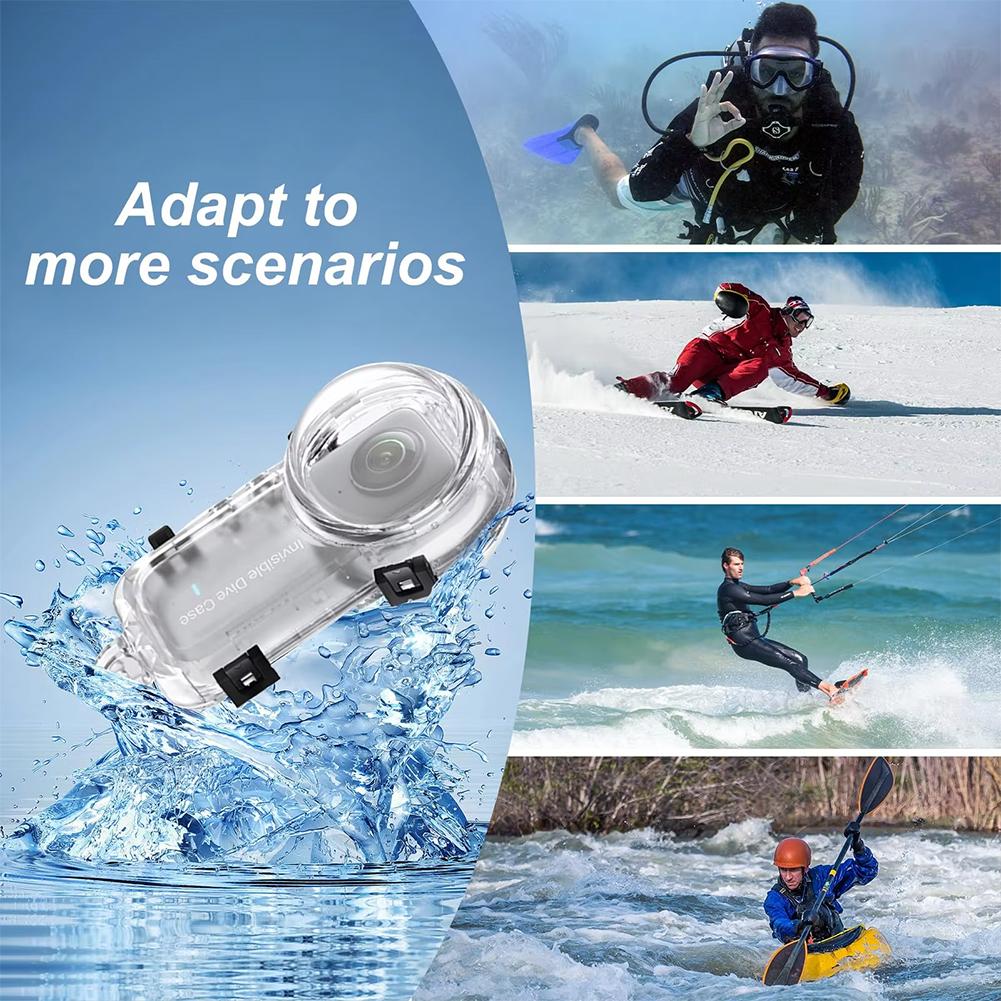 60M Invisible Dive Case Waterproof Camera Protective Case Seamless Underwater Protective Cover for Insta360 X5 Camera