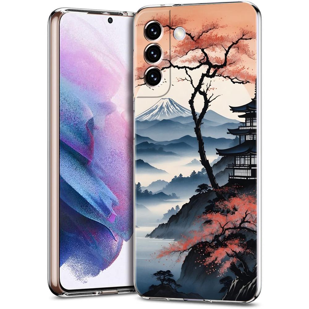 Чехол для телефона Samsung Galaxy S24 Ultra S23 FE S22 S20 S21 5G S10 S9 Plus S10E S8 Прозрачный Чехол с рисунком в стиле 'тушь и вода'