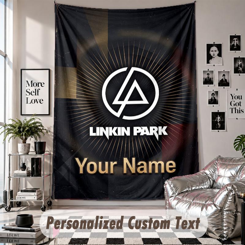 Wall Hanging Tapestry With Custom Name & Text, Linkin Park Decorative Tapestry For Bedroom